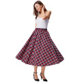 Kate Kasin Women's Vintage Fashion Grid Pattern Plaid A-Line Skirt KK000495-1